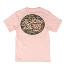 Southern Marsh Boy's Short Sleeve Pink T-shirt with Camo Logo YACGC-CAM