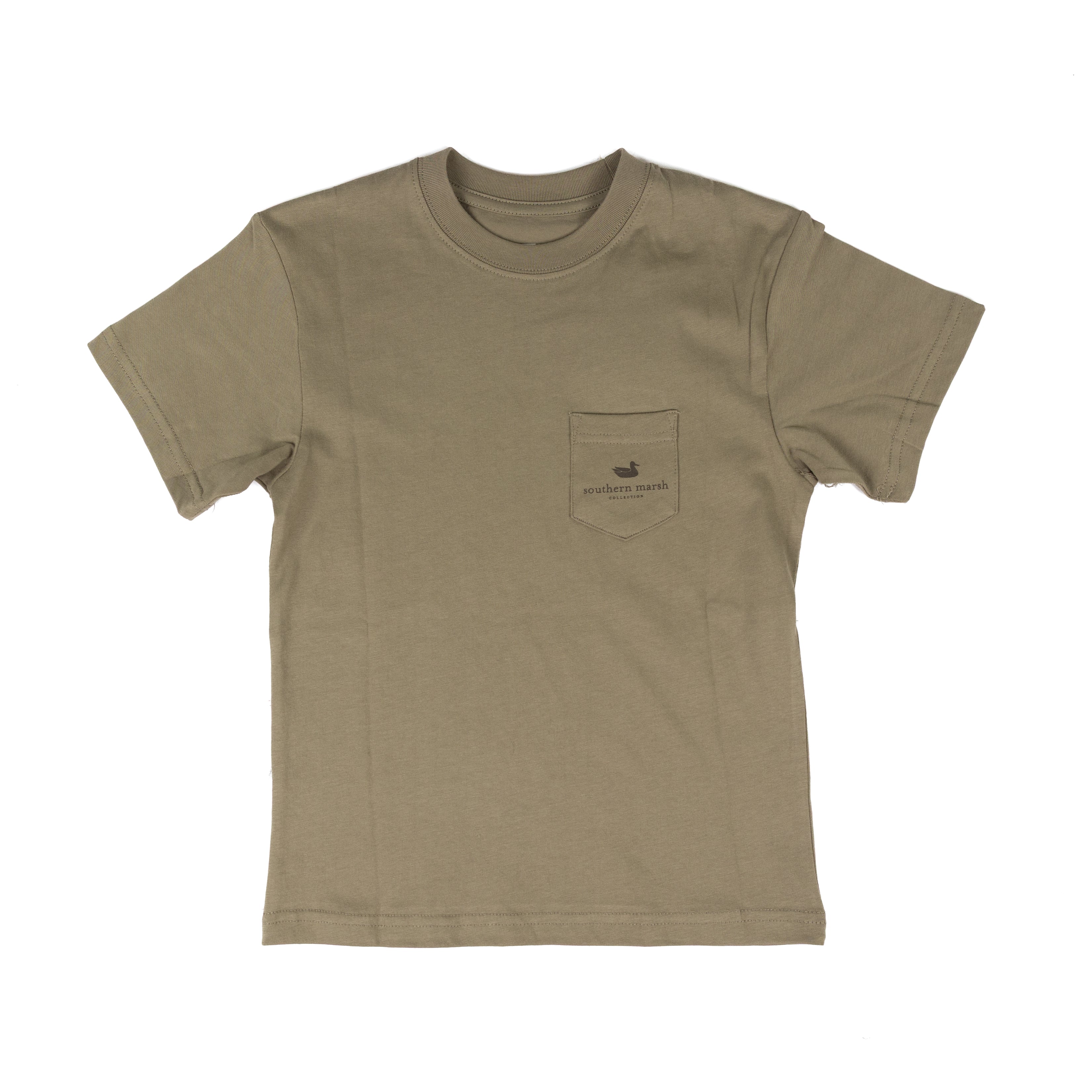 Southern Marsh Boy's Short Sleeve Olive Retro Camo Branding T-shirt YACMB-SWO