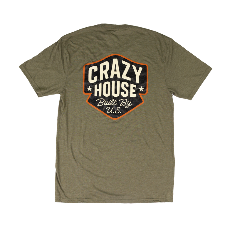 Crazy House Military Green Built By U.S T-shirt 