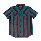 Rock and Roll Boy's Short Sleeve Teal Stripe TEK Snap Shirt BBN3S09453