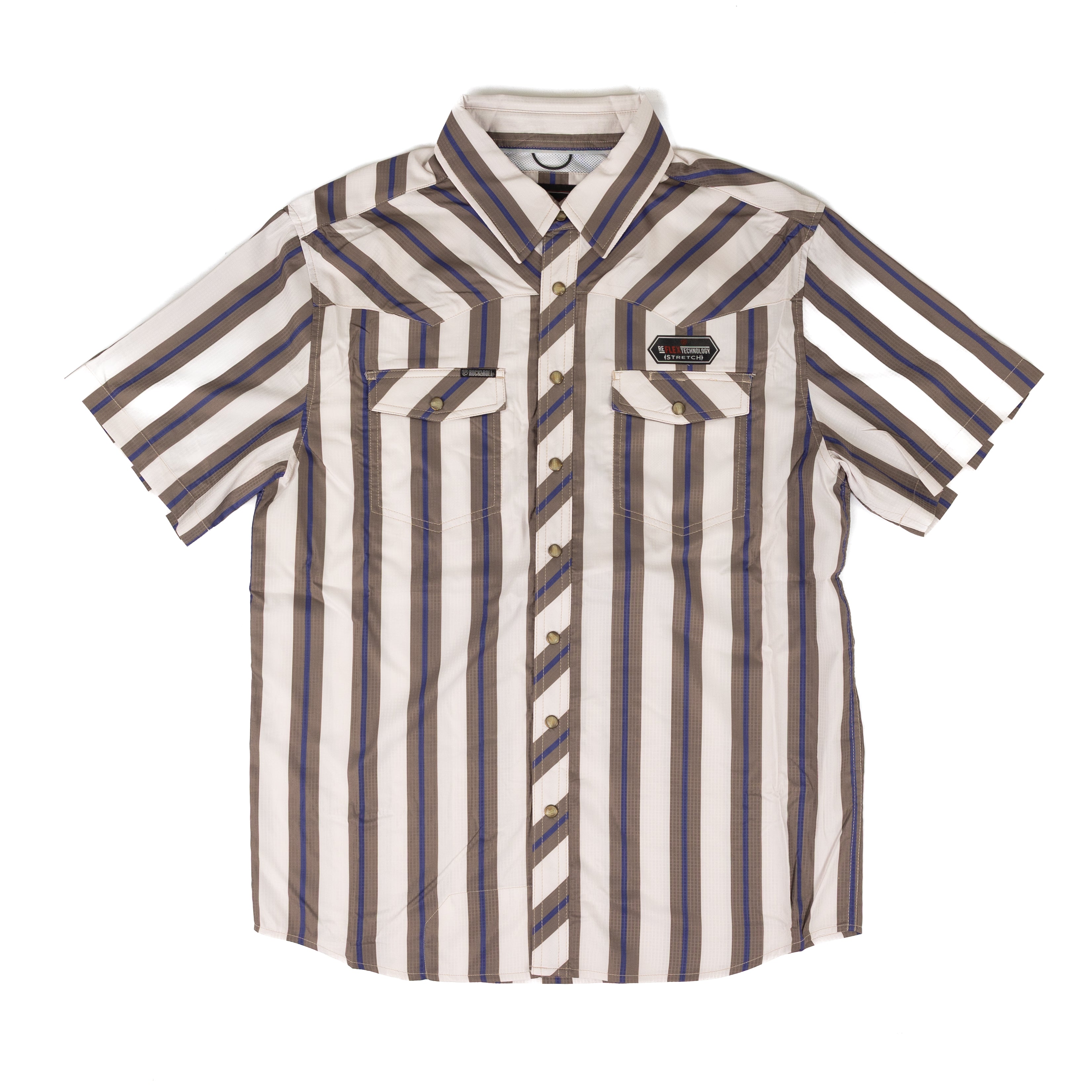 Rock and Roll Men's TEK Stripe Printed Short Sleeve Shirt BMN3S09455