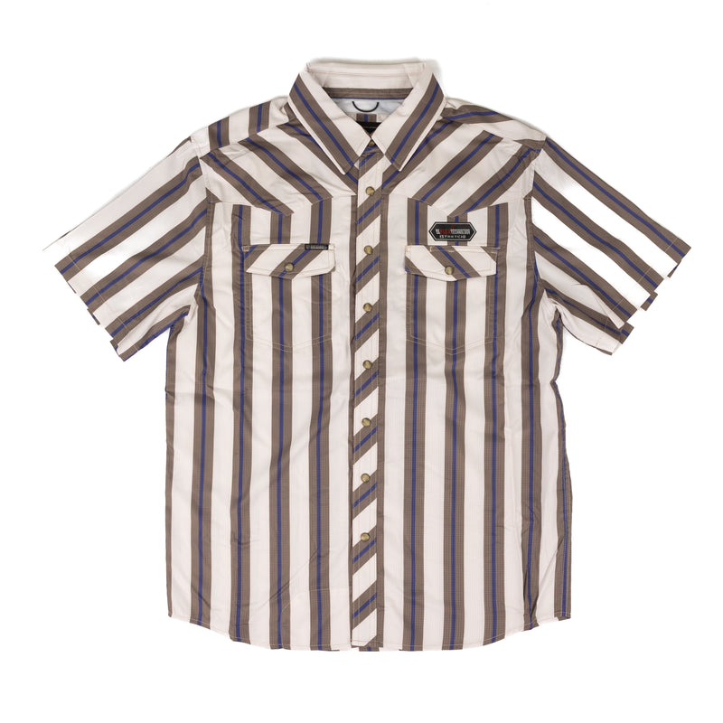 Rock and Roll Men's TEK Stripe Printed Short Sleeve Shirt BMN3S09455