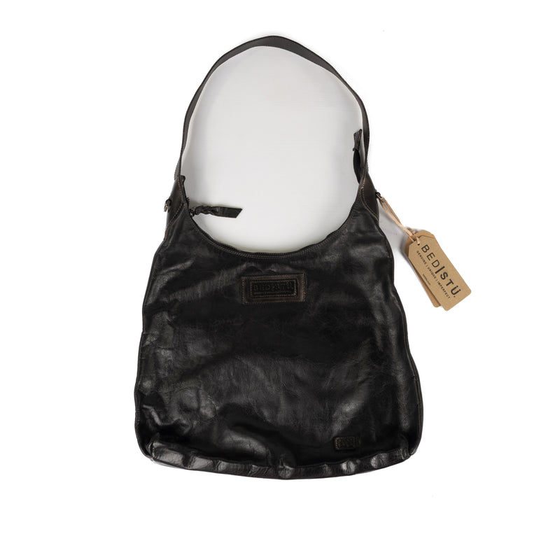 Bedstu Women's Black Leather Dallas Hobo Bag A450404