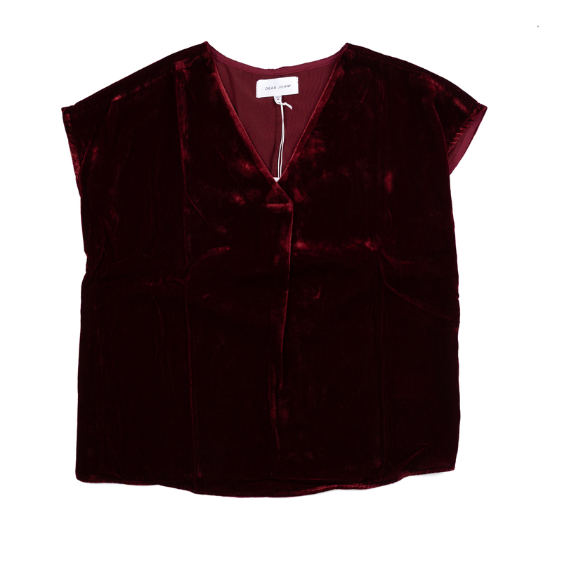Women's Dear John Velvet Red Kristen V-neck Blouse DSH1264Z1BJA