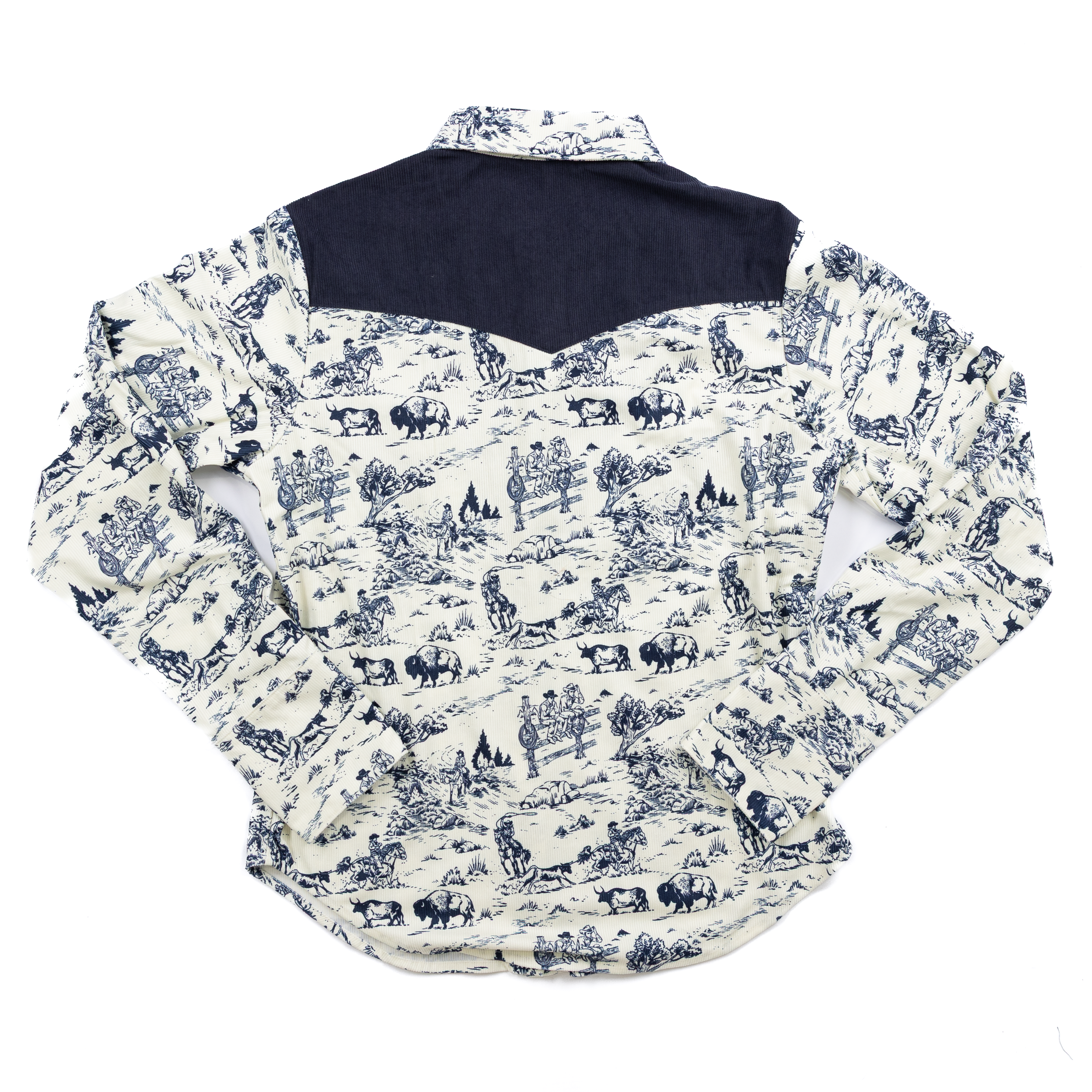 Women's Howdy Hanny Navy Western Corduroy Snap Up Long Sleeve Top 