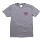 Crazy House Storm Gray and Purple Short Sleeve Script T-shirt 