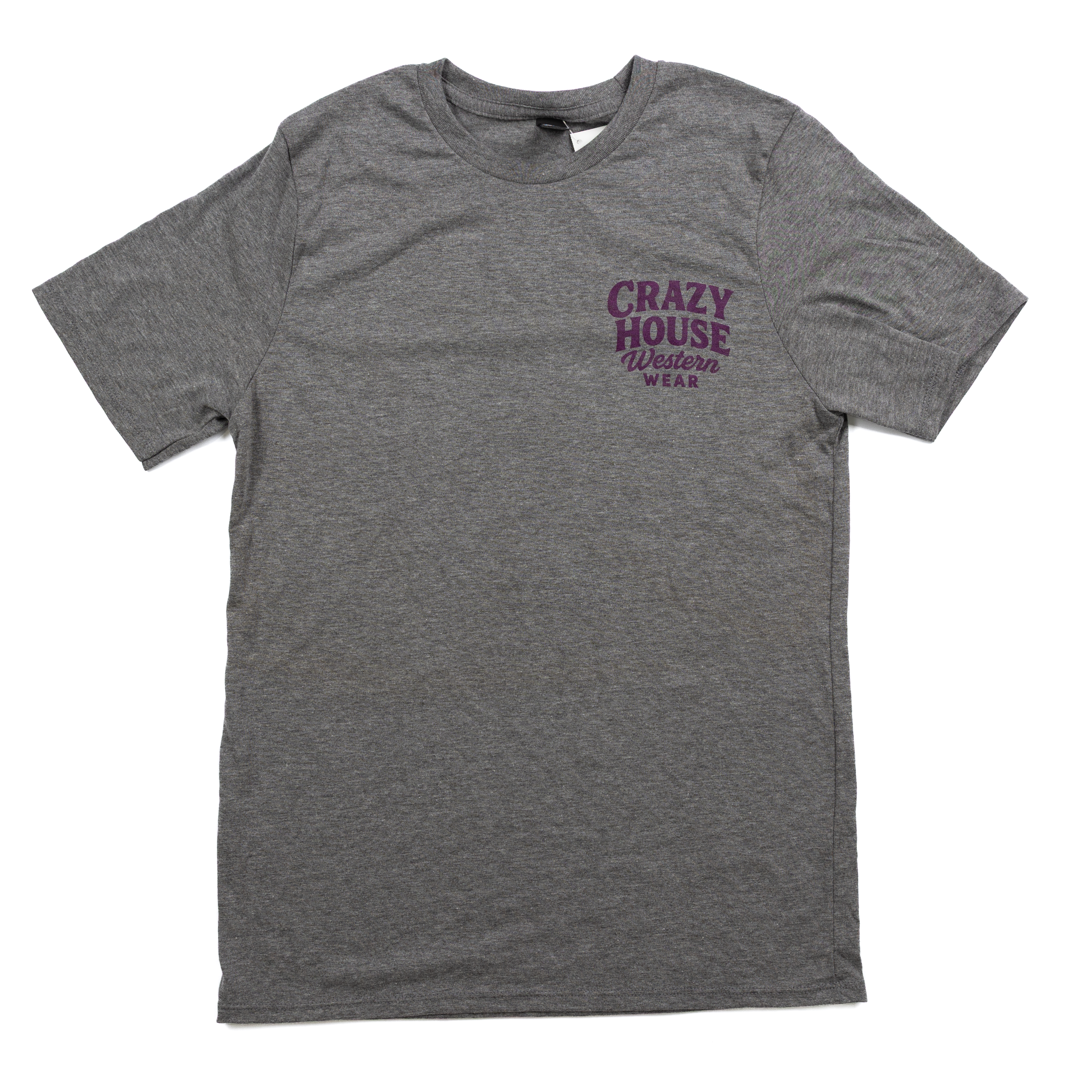 Youth Crazy House Gray Short Sleeve Script T-shirt 