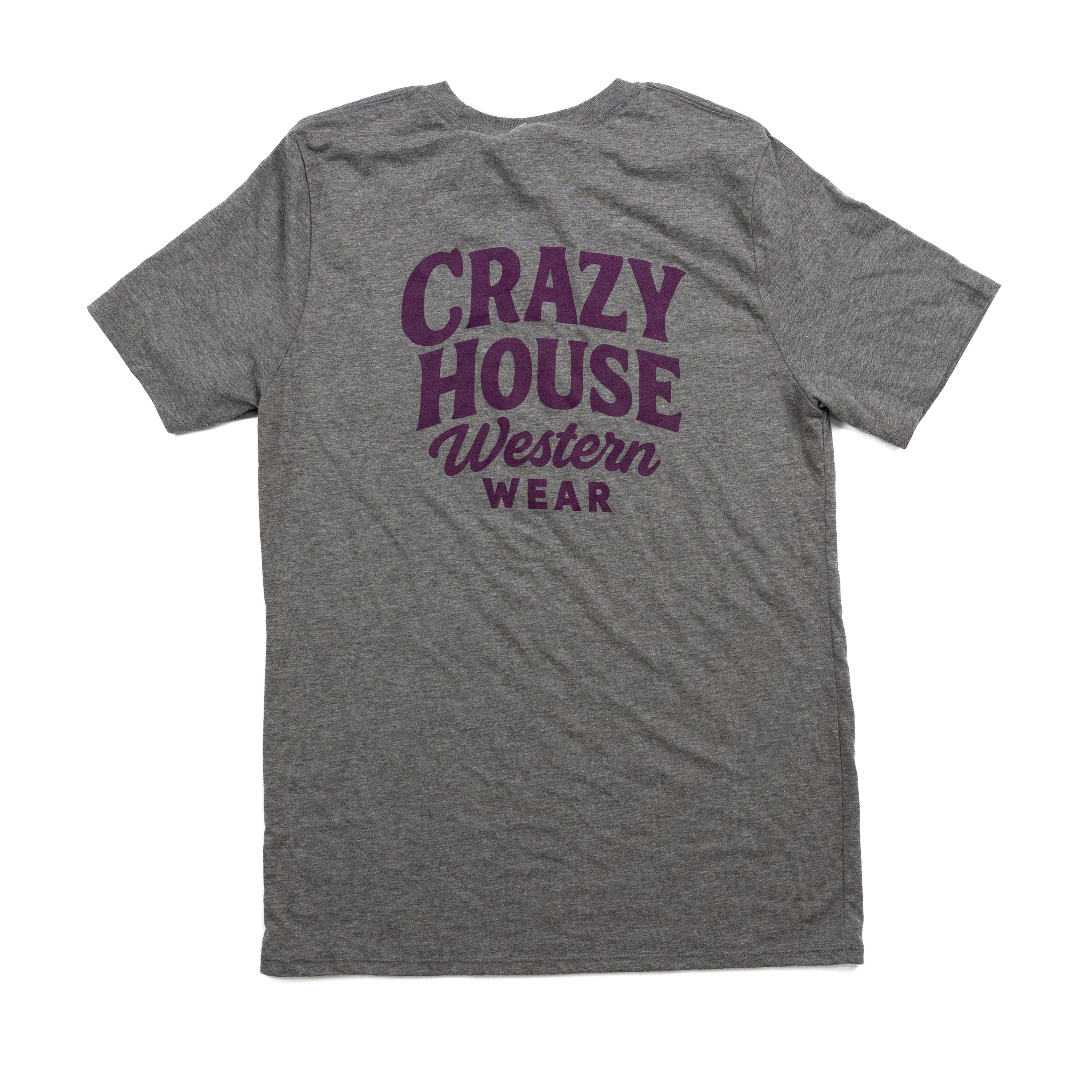 Youth Crazy House Gray Short Sleeve Script T-shirt 