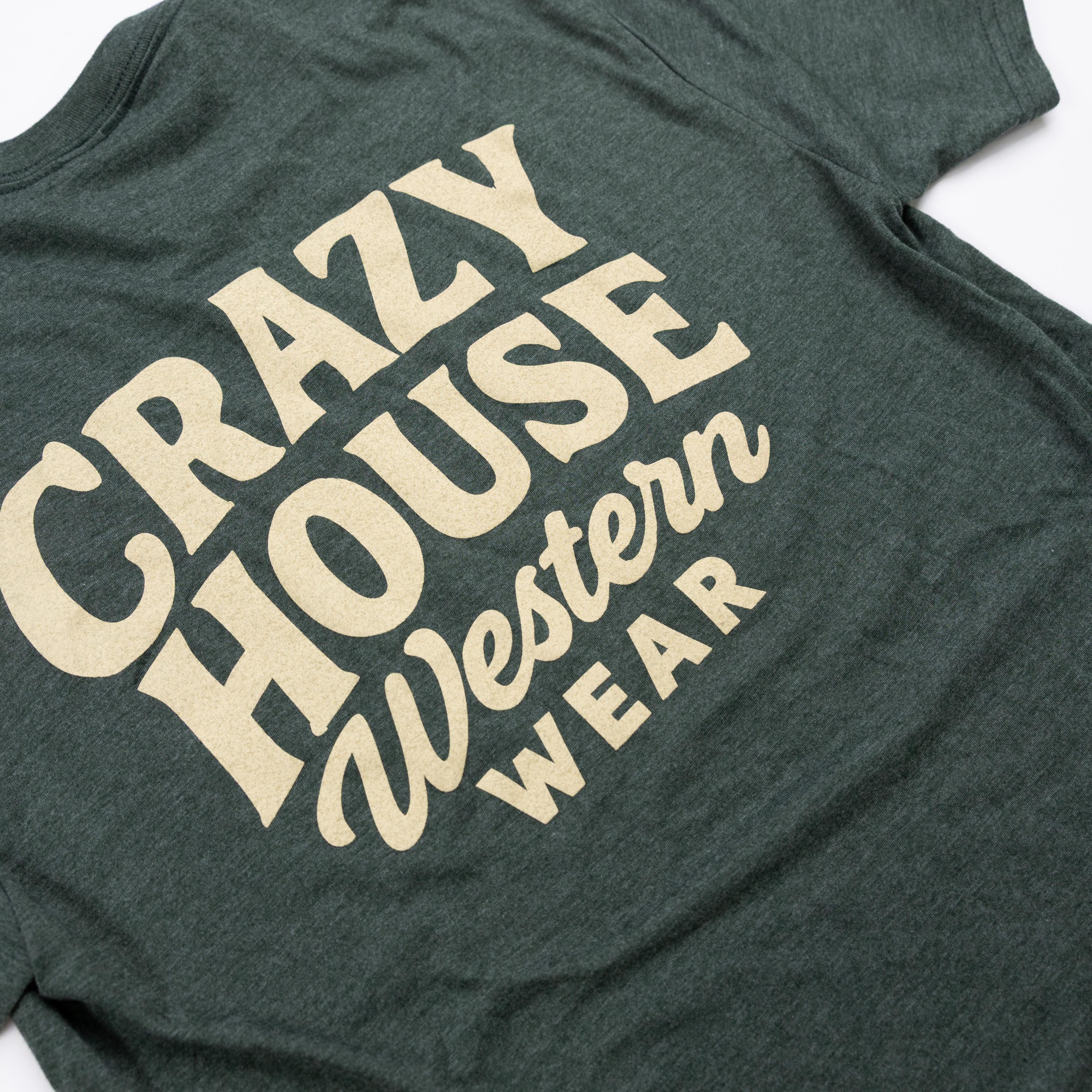Crazy House Hunter Green and Cream Script Short Sleeve T-shirt 