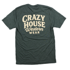 Crazy House Hunter Green and Cream Script Short Sleeve T-shirt 