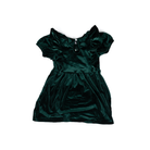Girl's Short Sleeve Dark Green Velvet Ruffle Dress DRG42933