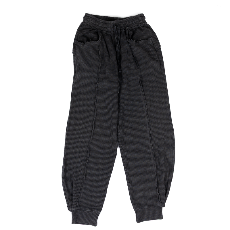 Women's Rae Mode Gray Waffle Knit Joggers P6419