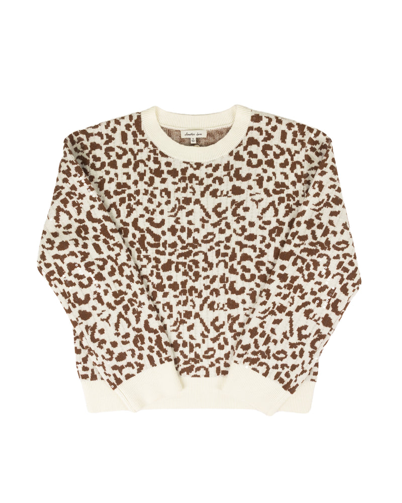 Another Love Women's Mina Sequin Leopard Sweater