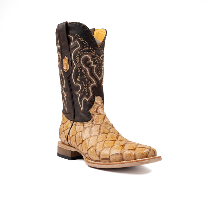 Men's Cowtown Tan Fish Skin Print Boots Q157
