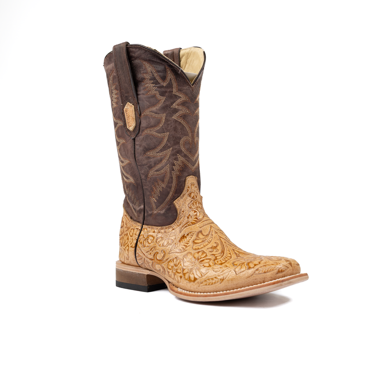 Men's Cowtown Tooled Print Cowhide Boots Q6152
