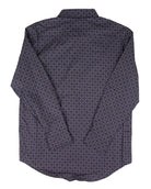 Rock and Roll Men's Long Sleeve Navy Geo Printed Classic Fit Button Down Shirt BMB2S10105