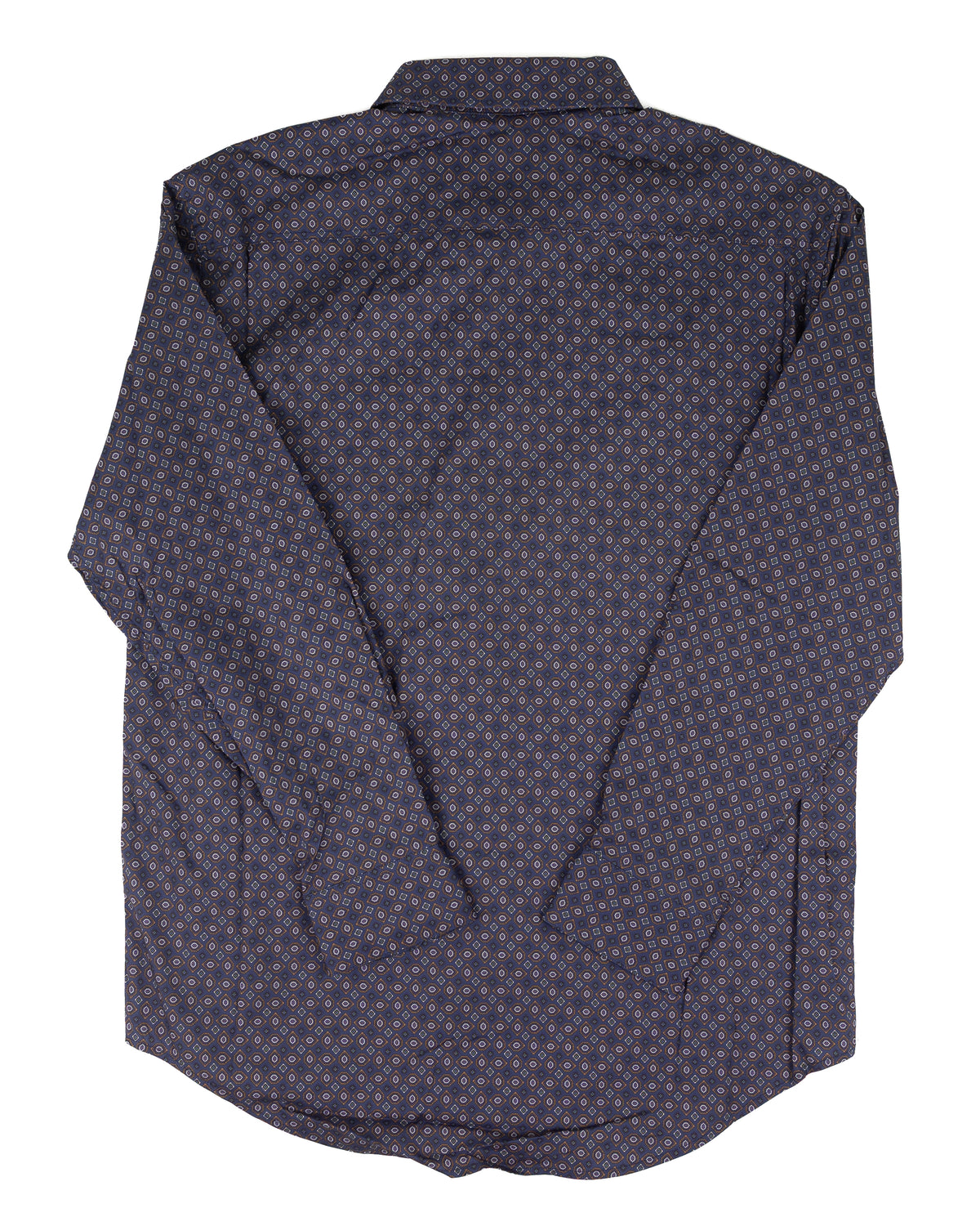 Rock and Roll Men's Long Sleeve Navy Geo Printed Classic Fit Button Down Shirt BMB2S10105
