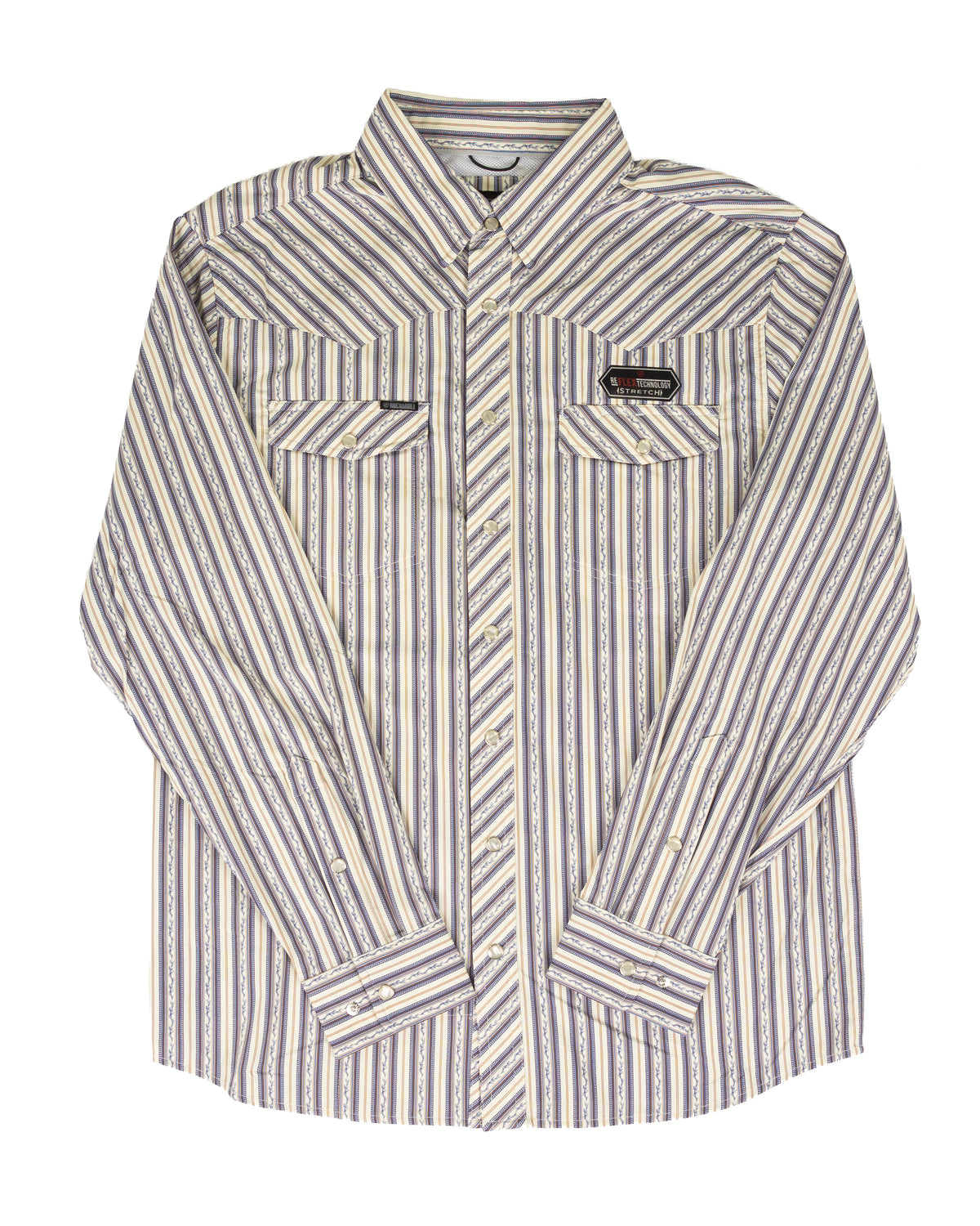 Rock and Roll Men's Long Sleeve Striped Tek Core Snap Up Shirt BMN2S10093