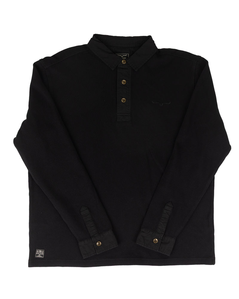 Kimes Ranch Men's Black Rockaway Long Sleeve Polo MPO0000006-BK001