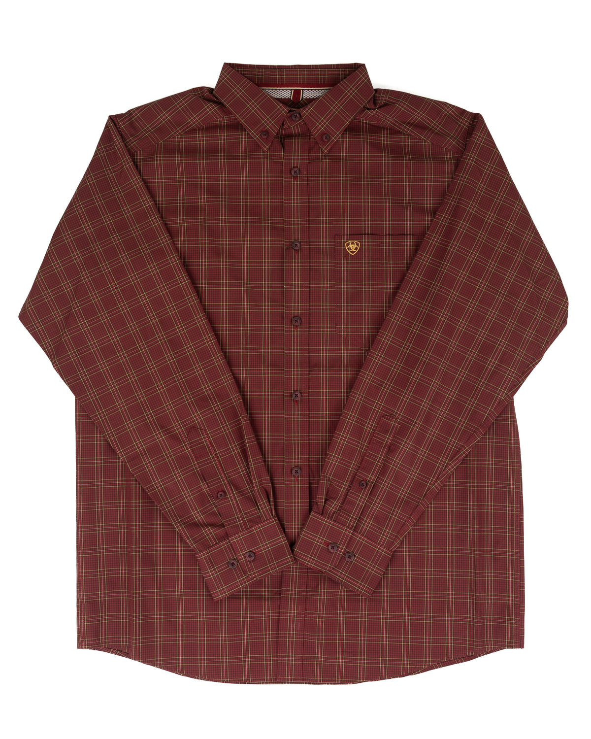 Ariat Men's Red Medium Plaid Pro Series Dempsey Classic Fit Shirt 10080696