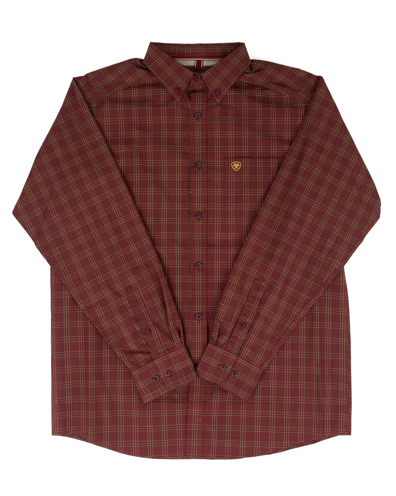 Ariat Men's Red Medium Plaid Pro Series Dempsey Classic Fit Shirt 10080696