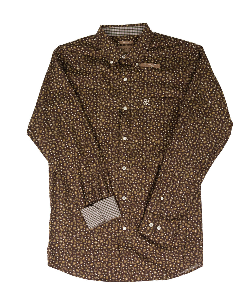 Ariat Men's Coffee Paisley Wrinkle Free Raven Fitted Shirt 10080721