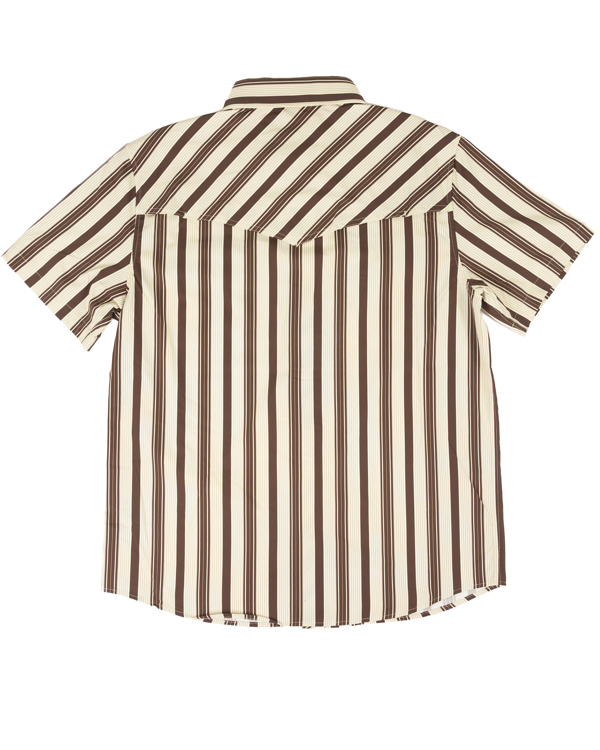 Rock and Roll Men's Short Sleeve Brown and Tan Striped Snap Shirt BMN3S10087
