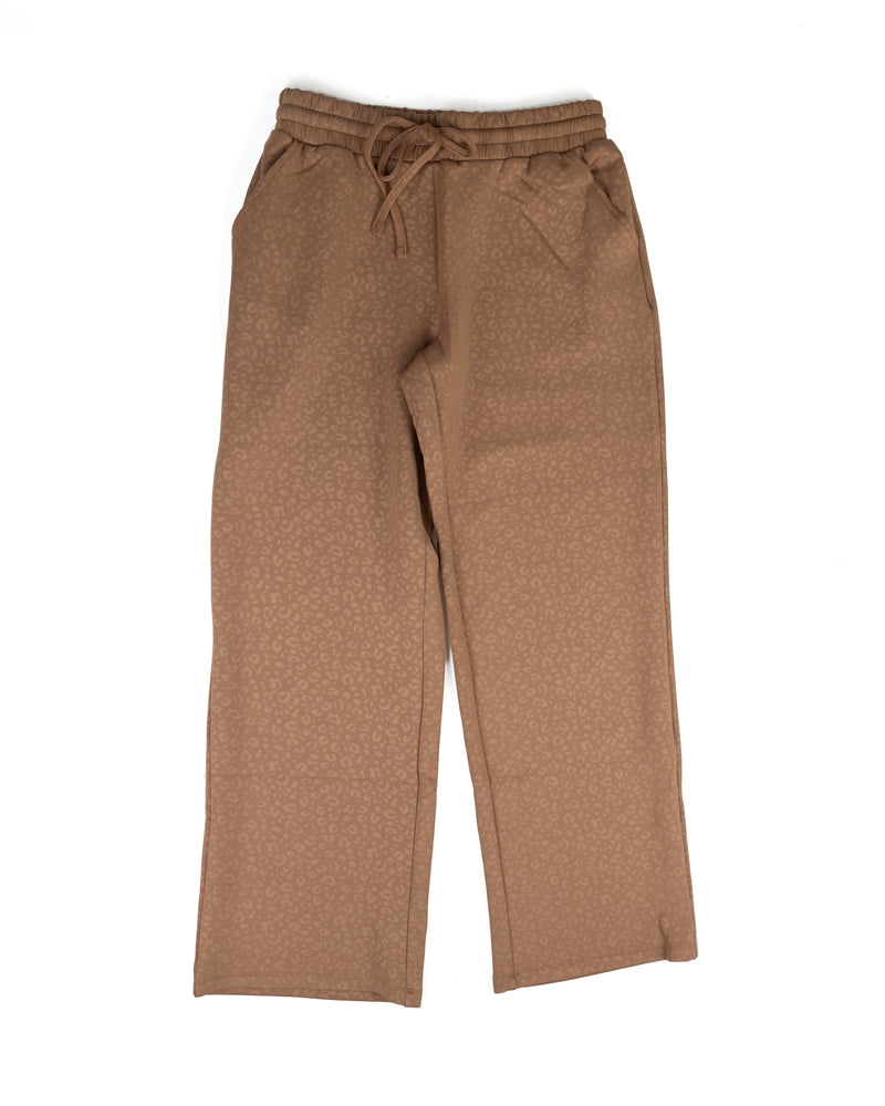 Women's Brown Leopard Print Relaxed Fit Sweatpants
