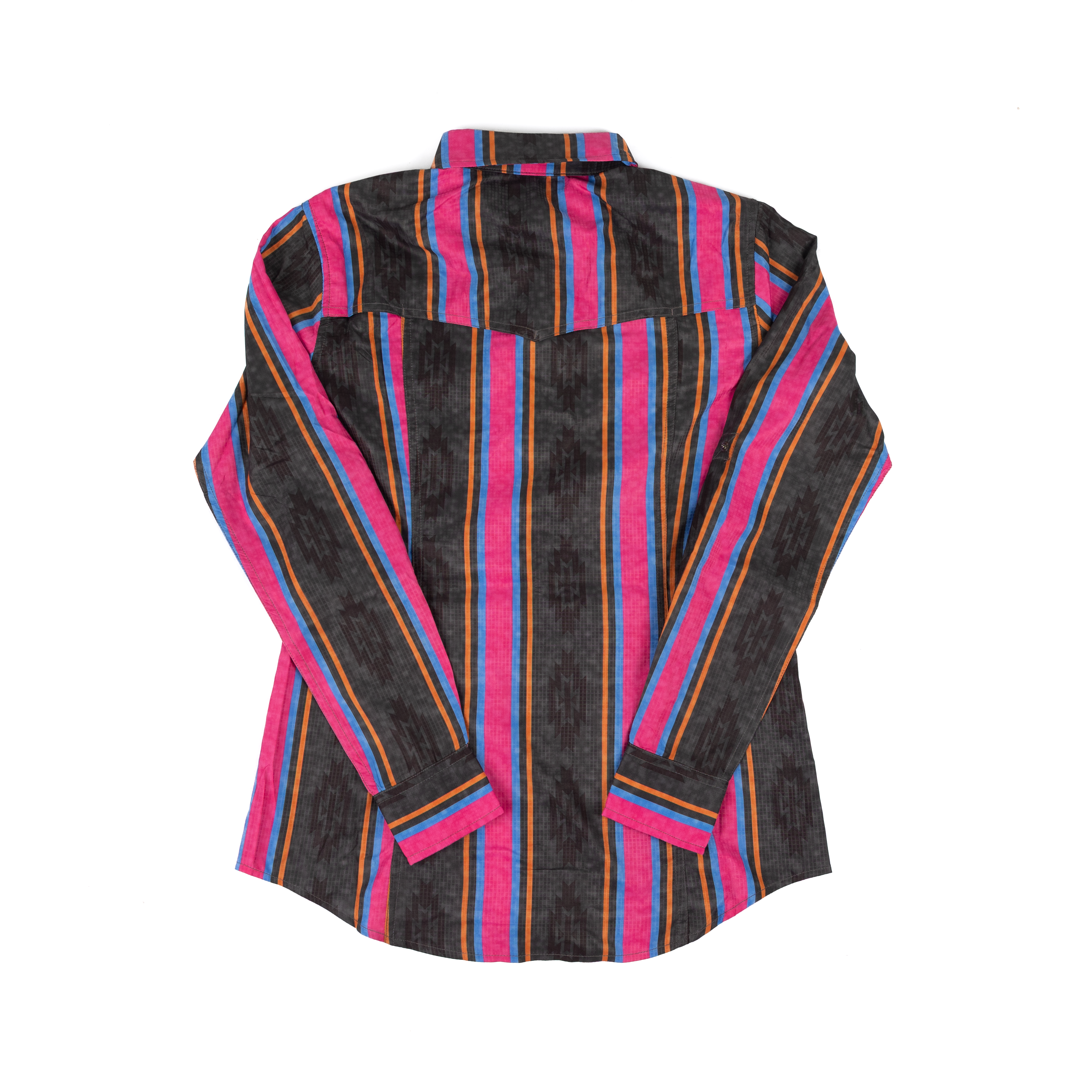 Women's Rock and Roll Aztec Striped Tek Western Long Sleeve Snap Shirt BWN2S08684