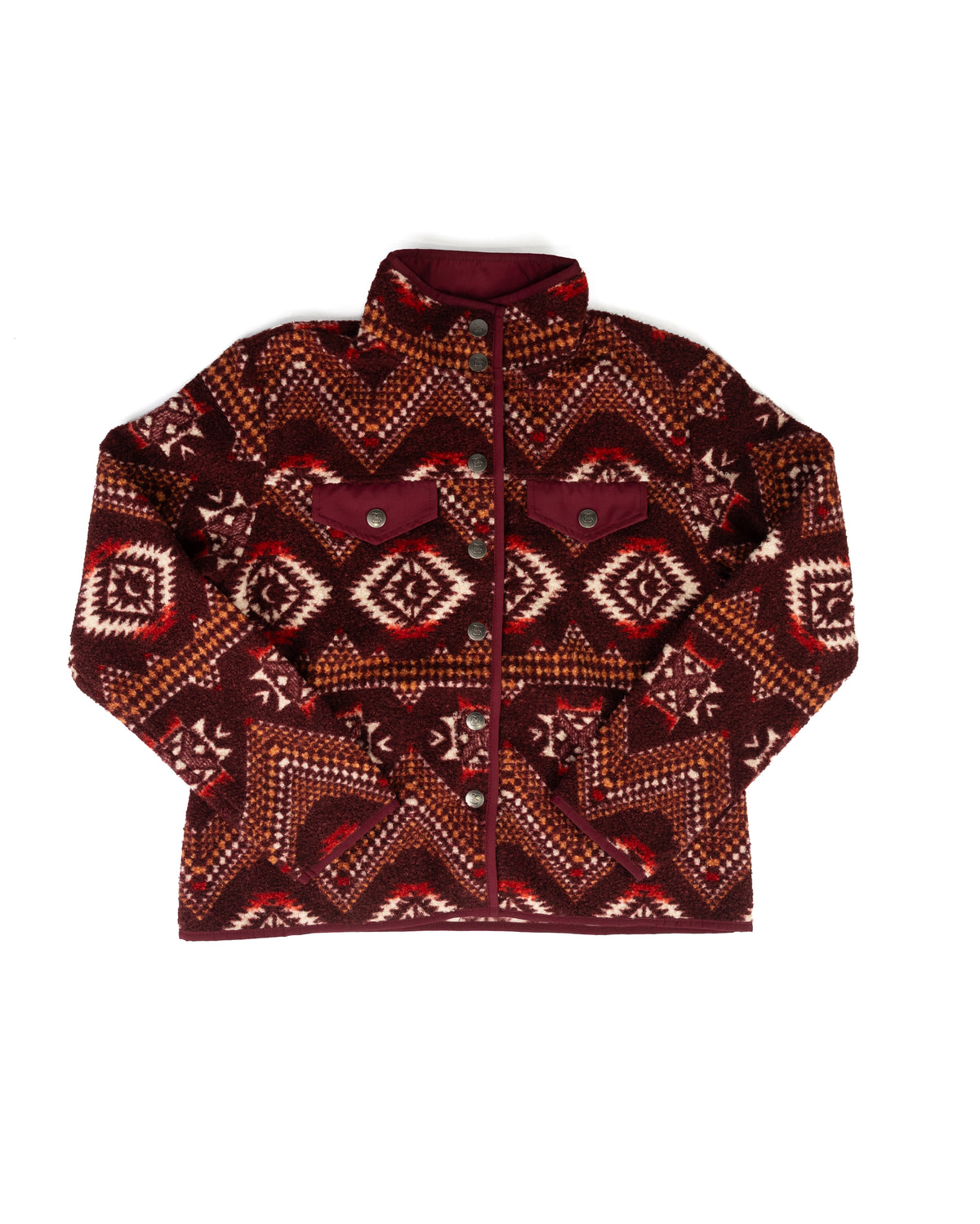 Panhandle Women's Burgundy Aztec Berber Snap Jacket DW92C09292