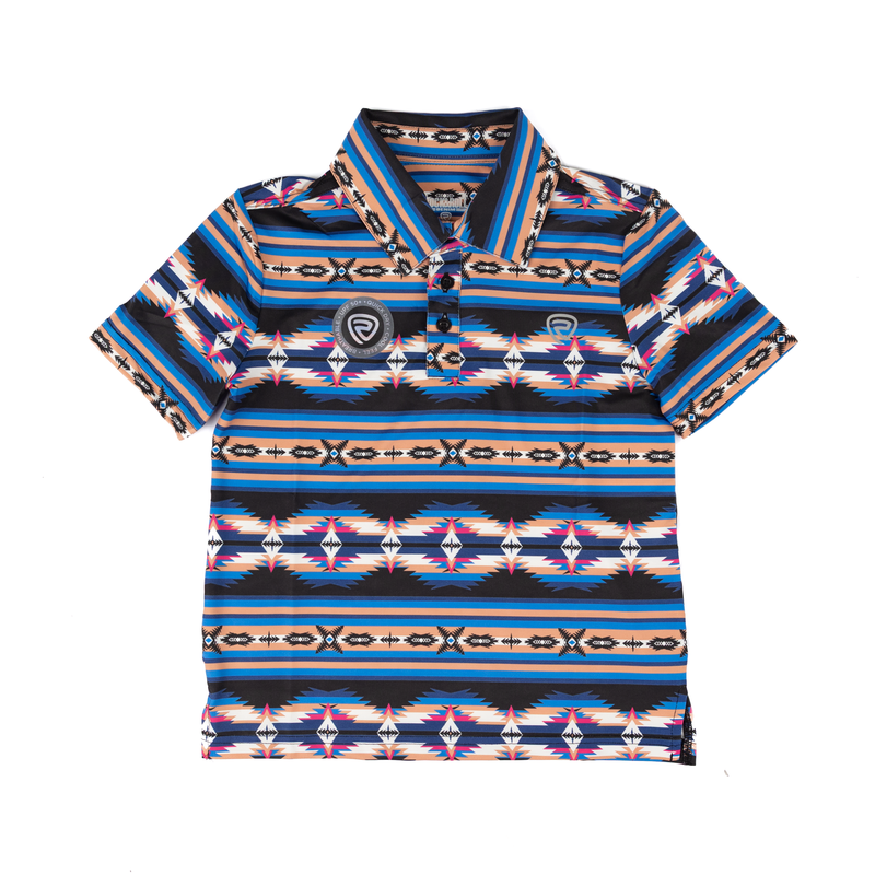 Boy's Rock and Roll Royal Blue Aztec Print Polo BB51T08722