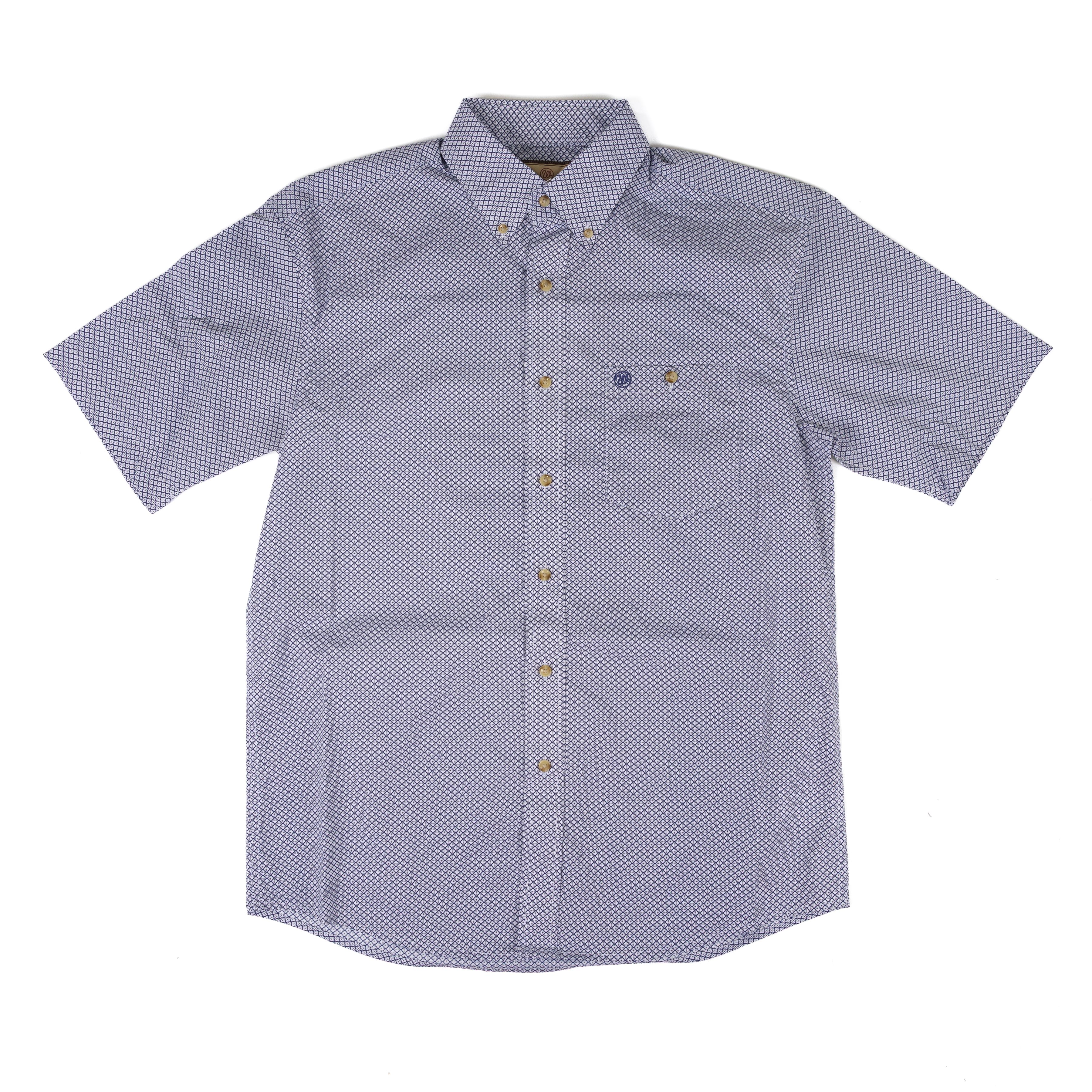 Men's Wrangler Short Sleeve Blue Geo Print Button Up Shirt 112379201