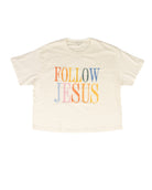 Poppy and Pine Women's White Short Sleeve "Follow Jesus" Crop T-shirt