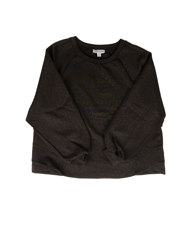 Women's Black Leopard Print Relaxed Fit Sweatshirt 
