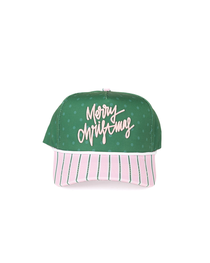 Women's Green and Pink "Merry Christmas" Trucker Style Snapback 