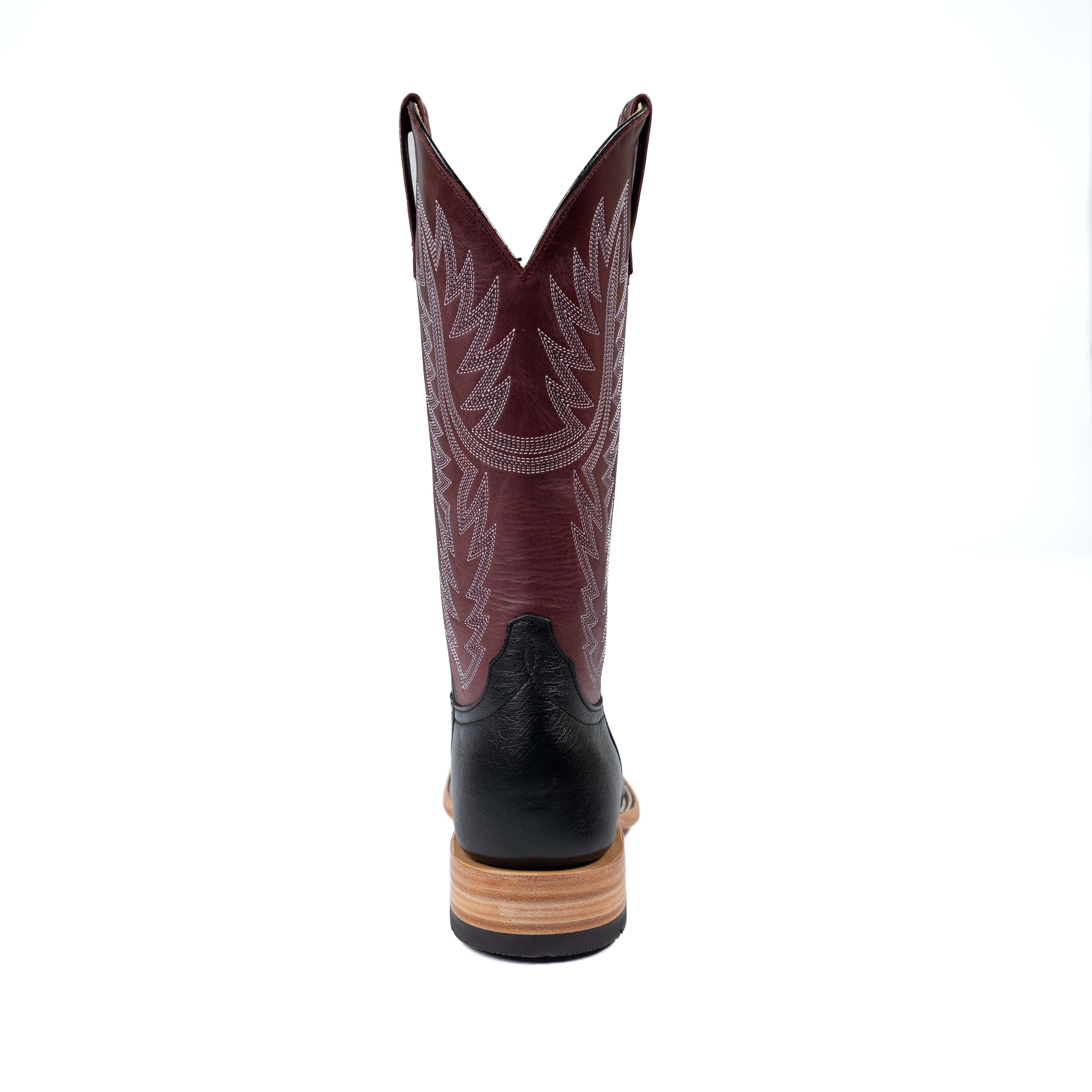 Men's Horse Power Top Hand Black Smooth Ostrich Square Toe Boots