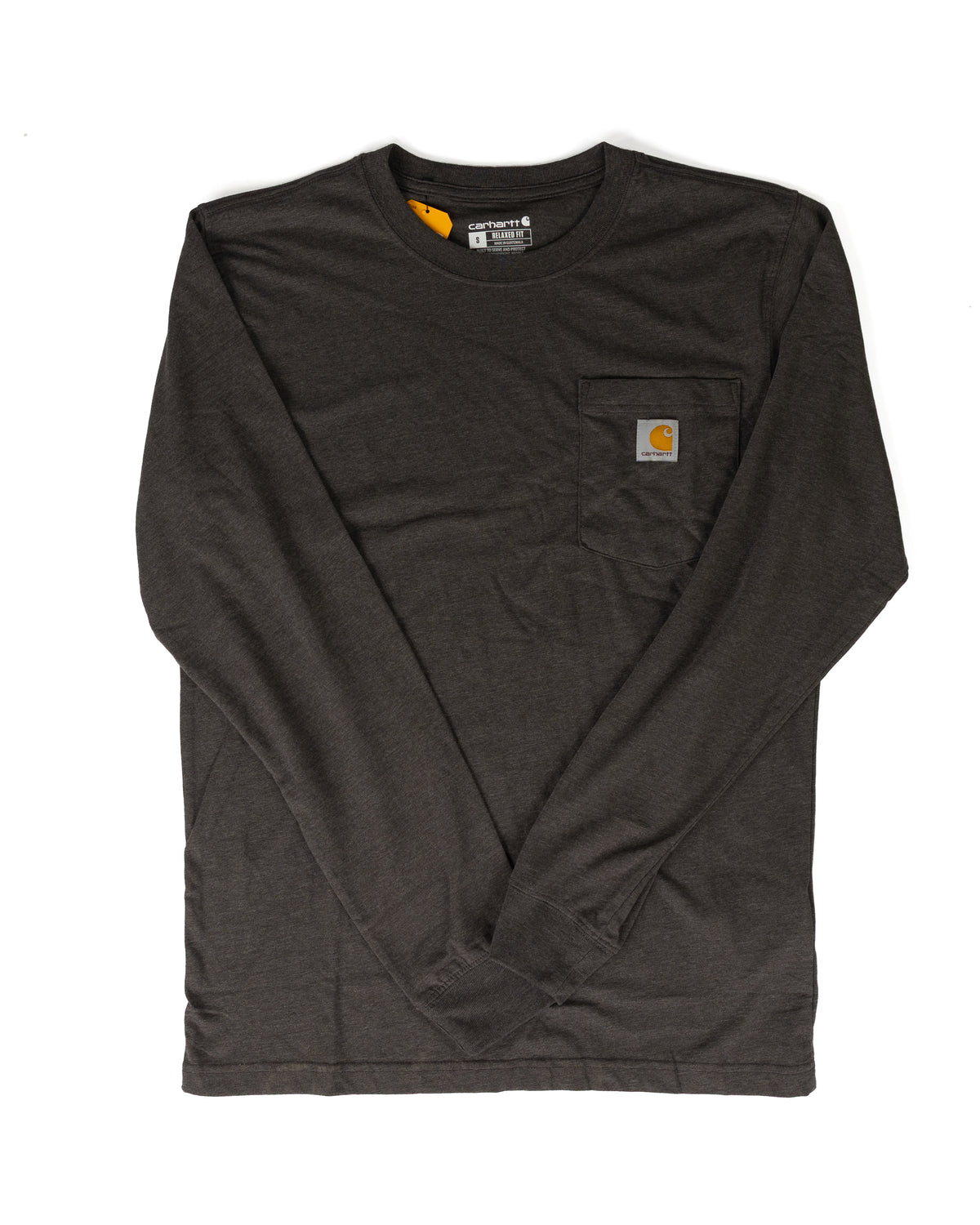 Carhartt Men's Gray Long Sleeve Pocket T-shirt 107796-CRH