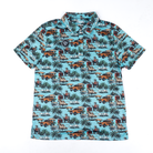 Men's Rock and Roll Short Sleeve Turquoise Novelty Printed Polo BM51T08736