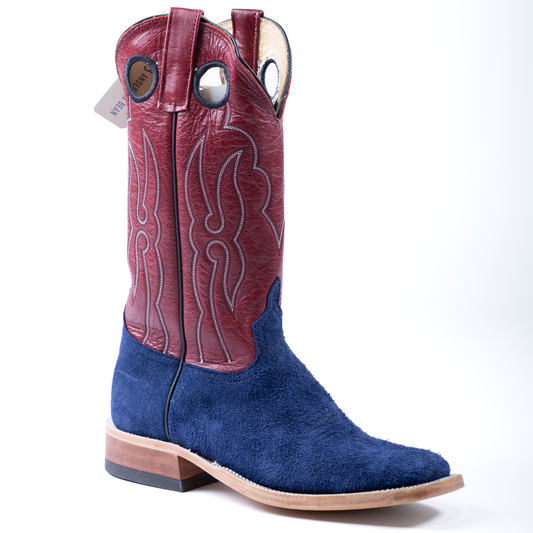 Anderson Bean Deep Blue Wyoming with 13" Deep Red Milan Tops - Crazy House Western Wear