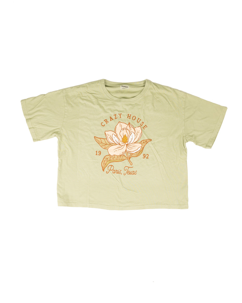 Crazy House Womens Sage Green Flower T-shirt
