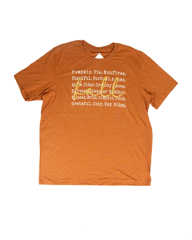 Women's Orange Words Of Fall Short Sleeve T-shirt 