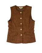 Women's Brown Sleeveless Button Up Top 