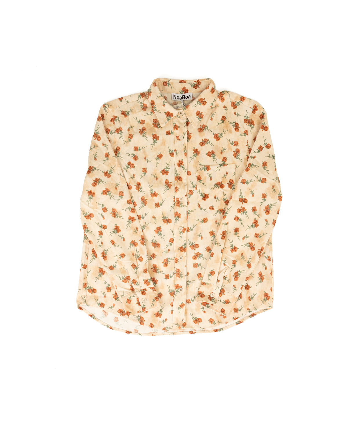 Bona Brand Women's Corduroy Floral Button Up Shirt 