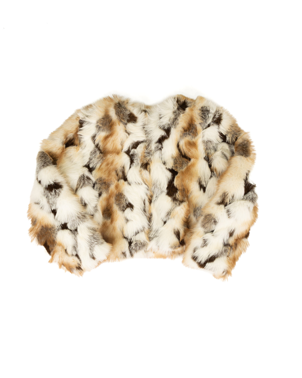 Women's Cream Multi Faux Fur Crop Jacket 