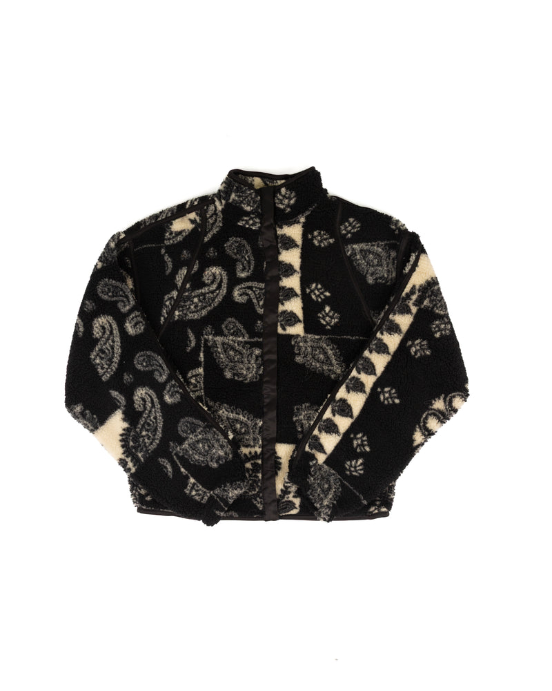 Rock and Roll Women's Black Paisley Printed Sherpa Jacket BW92C09370