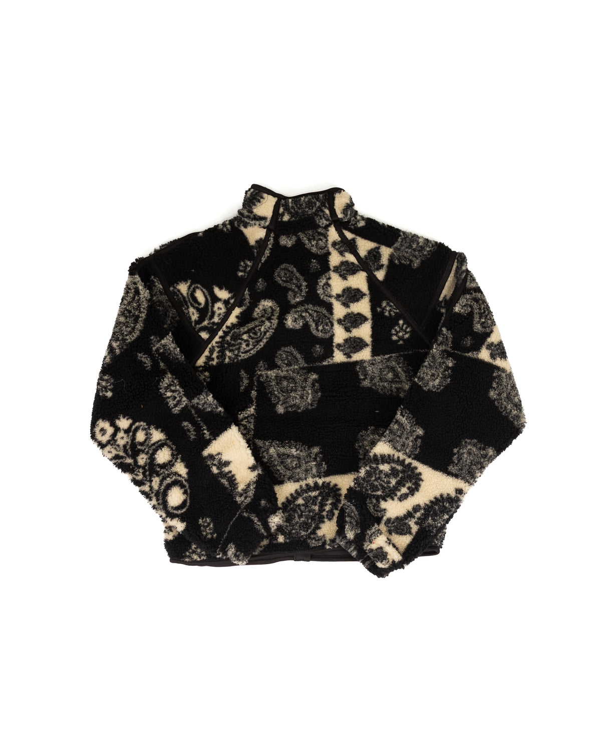 Rock and Roll Women's Black Paisley Printed Sherpa Jacket BW92C09370