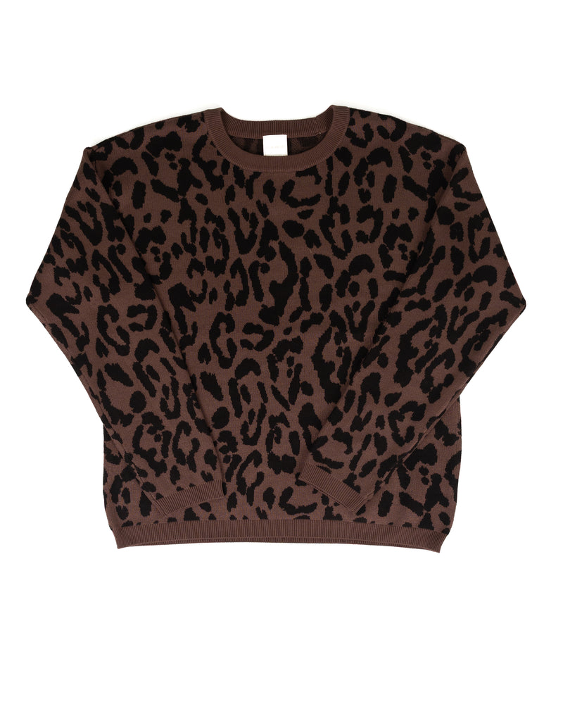 Women's Brown and Black Cheetah Print Sweater