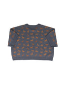 Women's Navy and Brown Sweater with Horses All Over 