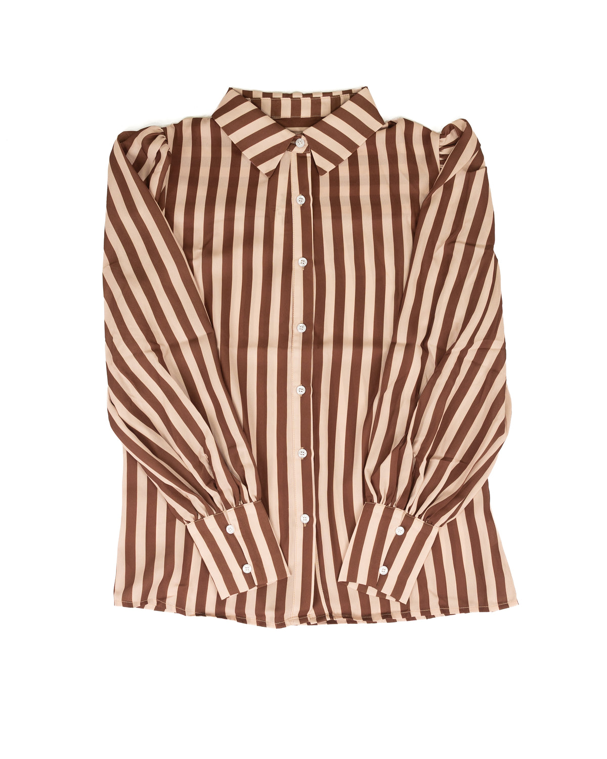Turquoise Haven Long Sleeve Pink and Brown Striped Button Up Shirt TH11 