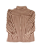 Turquoise Haven Long Sleeve Pink and Brown Striped Button Up Shirt TH11 